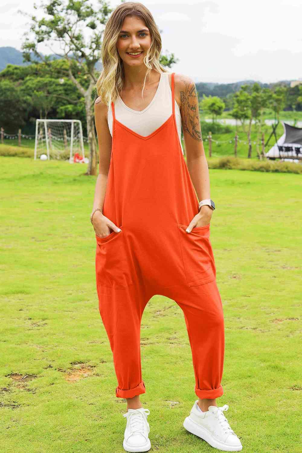 Double Take Sleeveless V-Neck Pocketed Jumpsuit - Jumpsuit