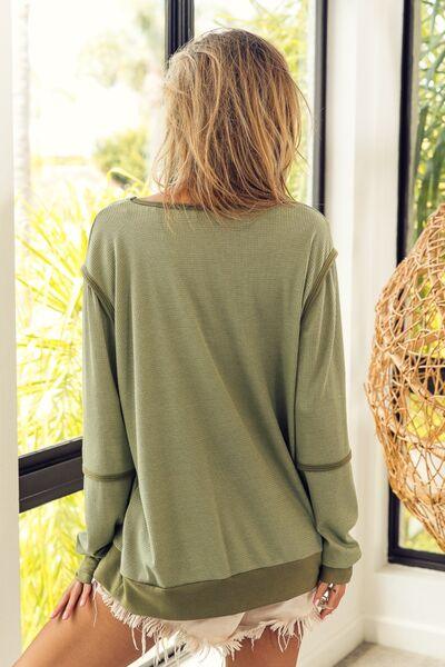 BiBi Waffle Knit Long Sleeve Top - Top