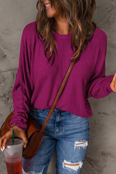 Double Take Round Neck Long Sleeve Top - Top