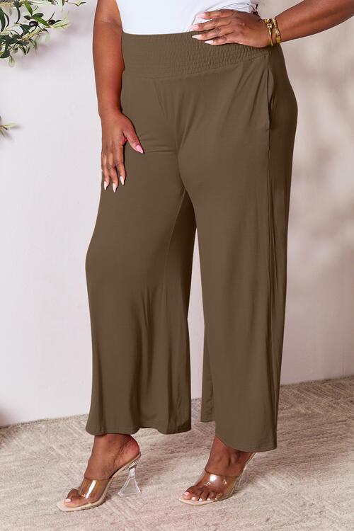 Double Take Smocked Waistband Wide Leg Pants - Pant