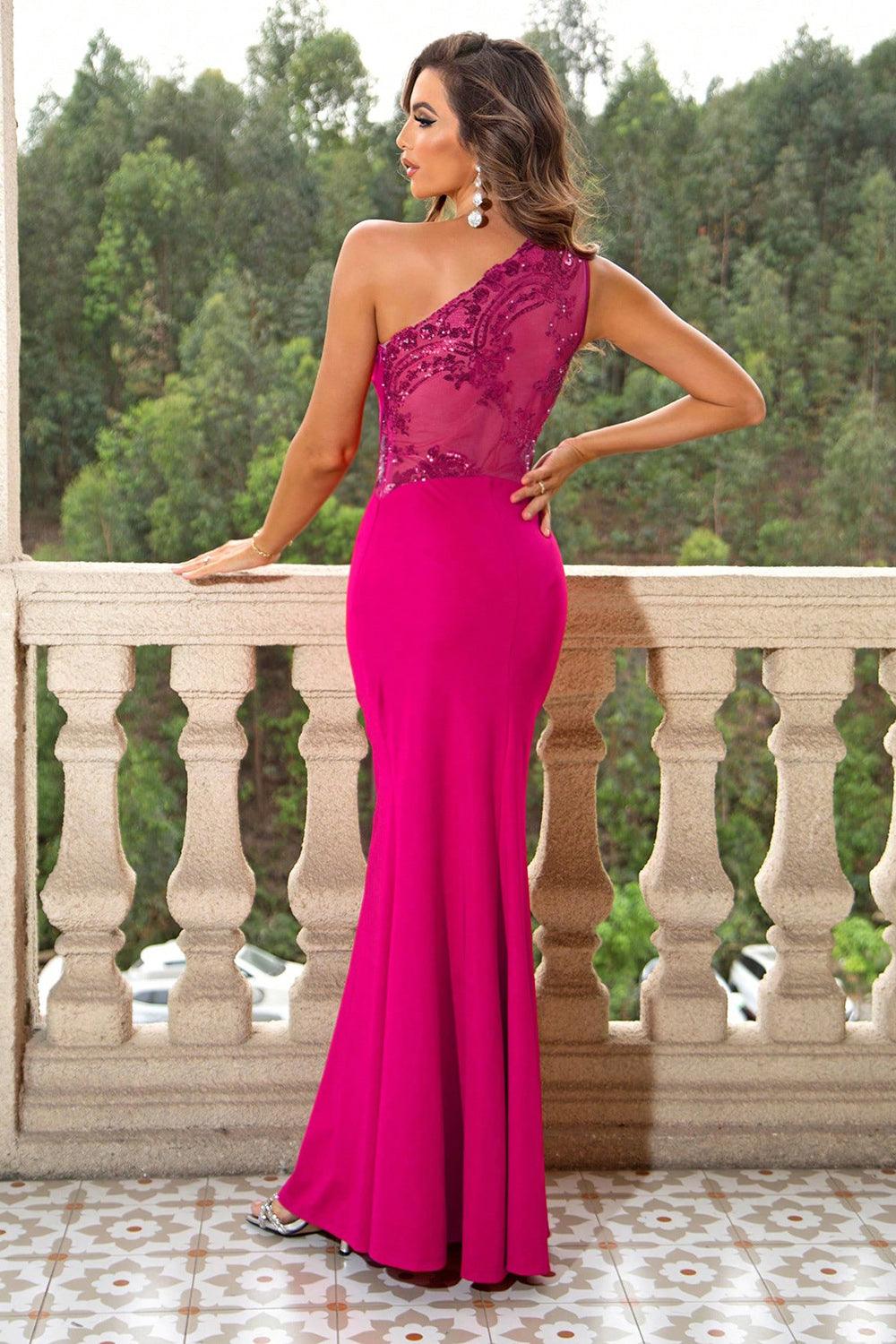 One-Shoulder Formal Maxi Dress - Dresses