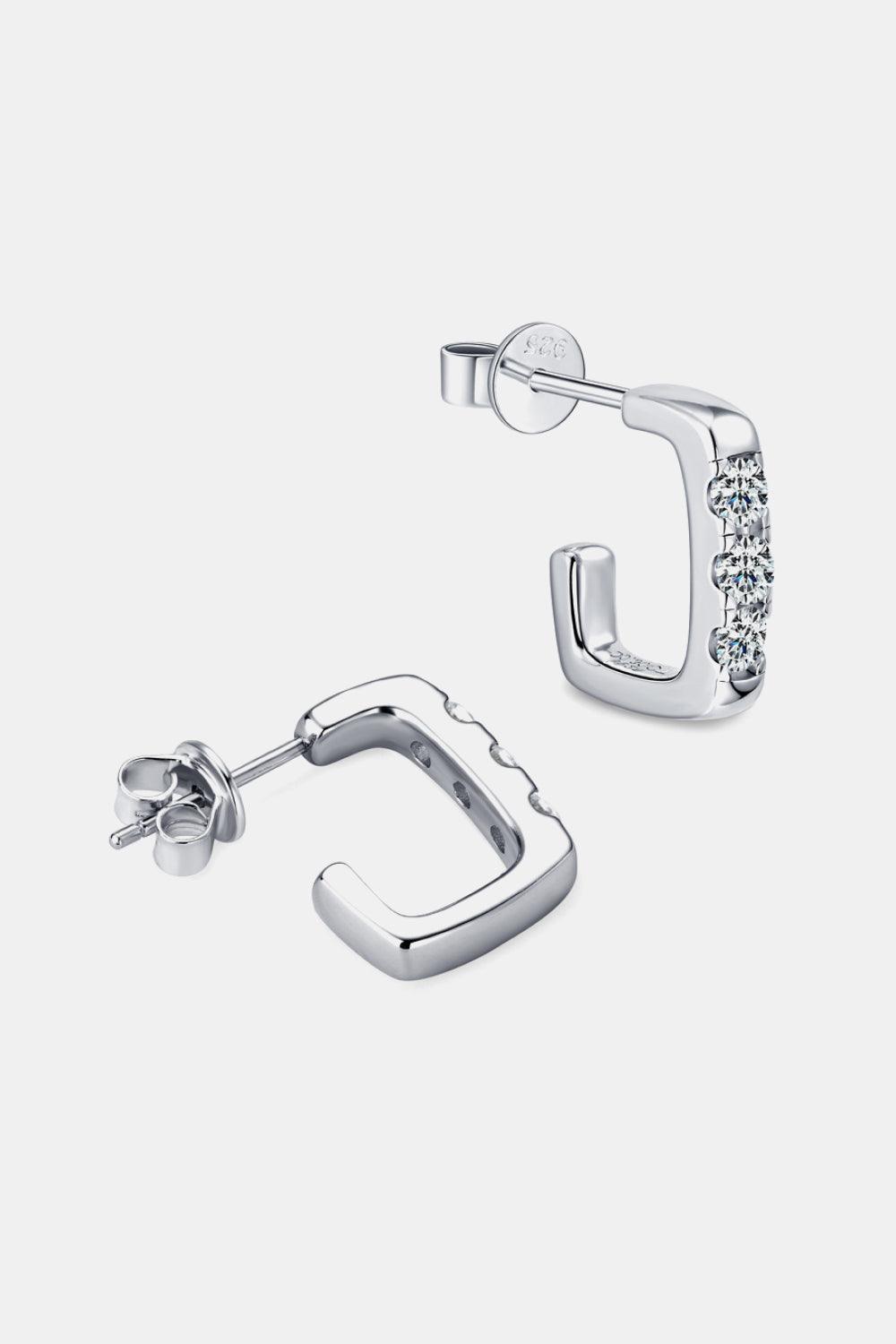 Moissanite 925 Sterling Silver Geometrical Huggie Earrings - Earring