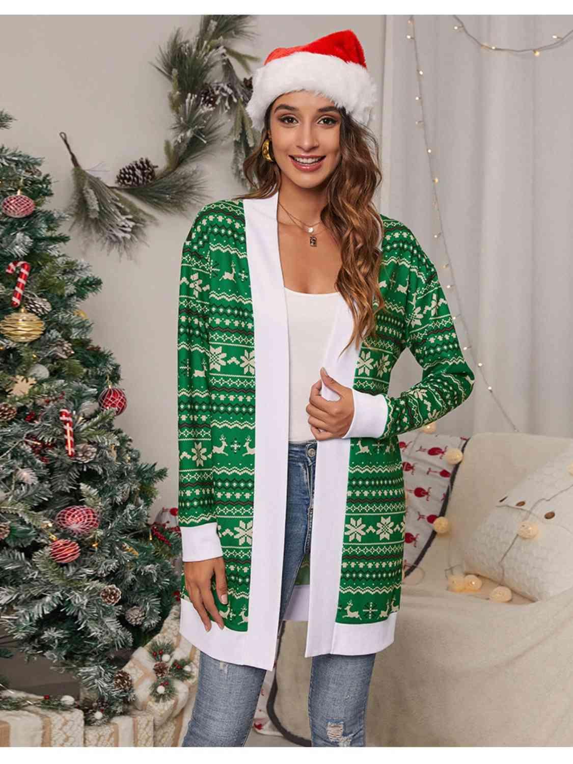 Christmas Fair Isle Open Front Cardigan - Cardigan