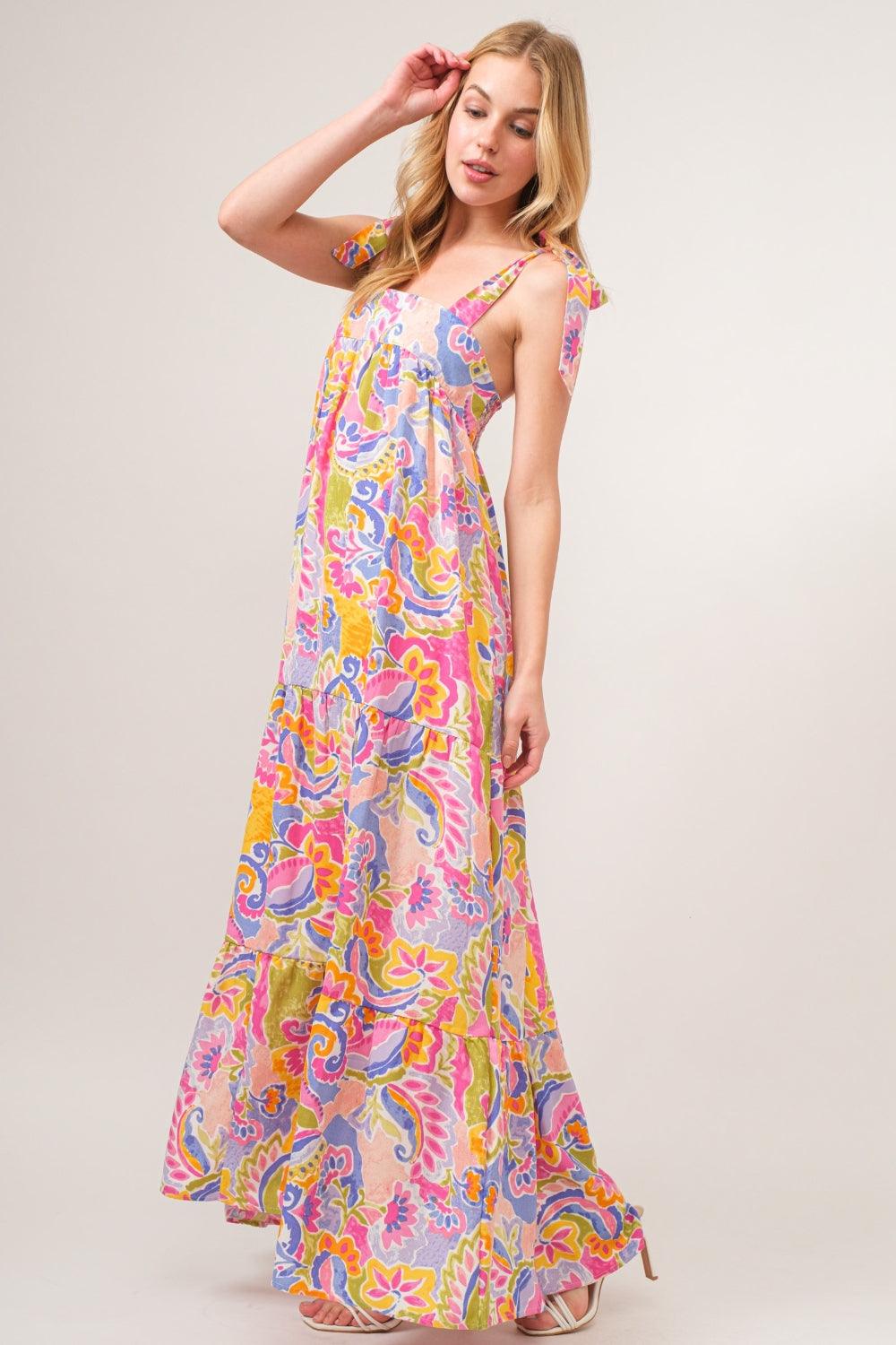 And The Why Tie Shoulder Tiered Maxi Dress - Dresses