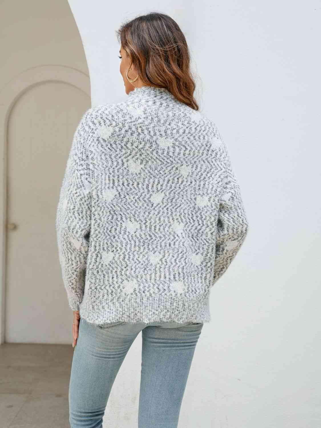 Heart Mock Neck Sweater - Sweater