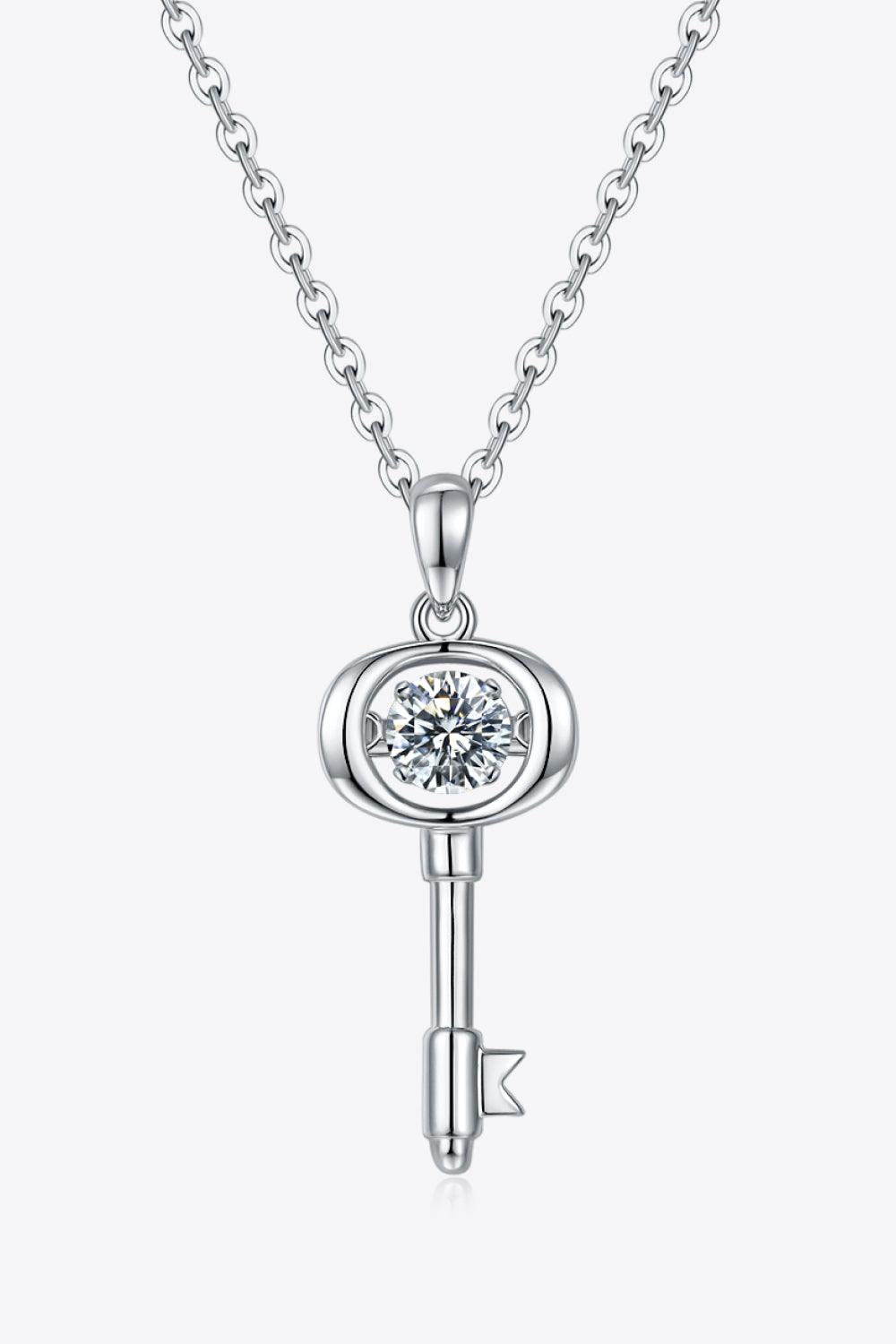 Adored Moissanite Key Pendant Necklace - Necklace