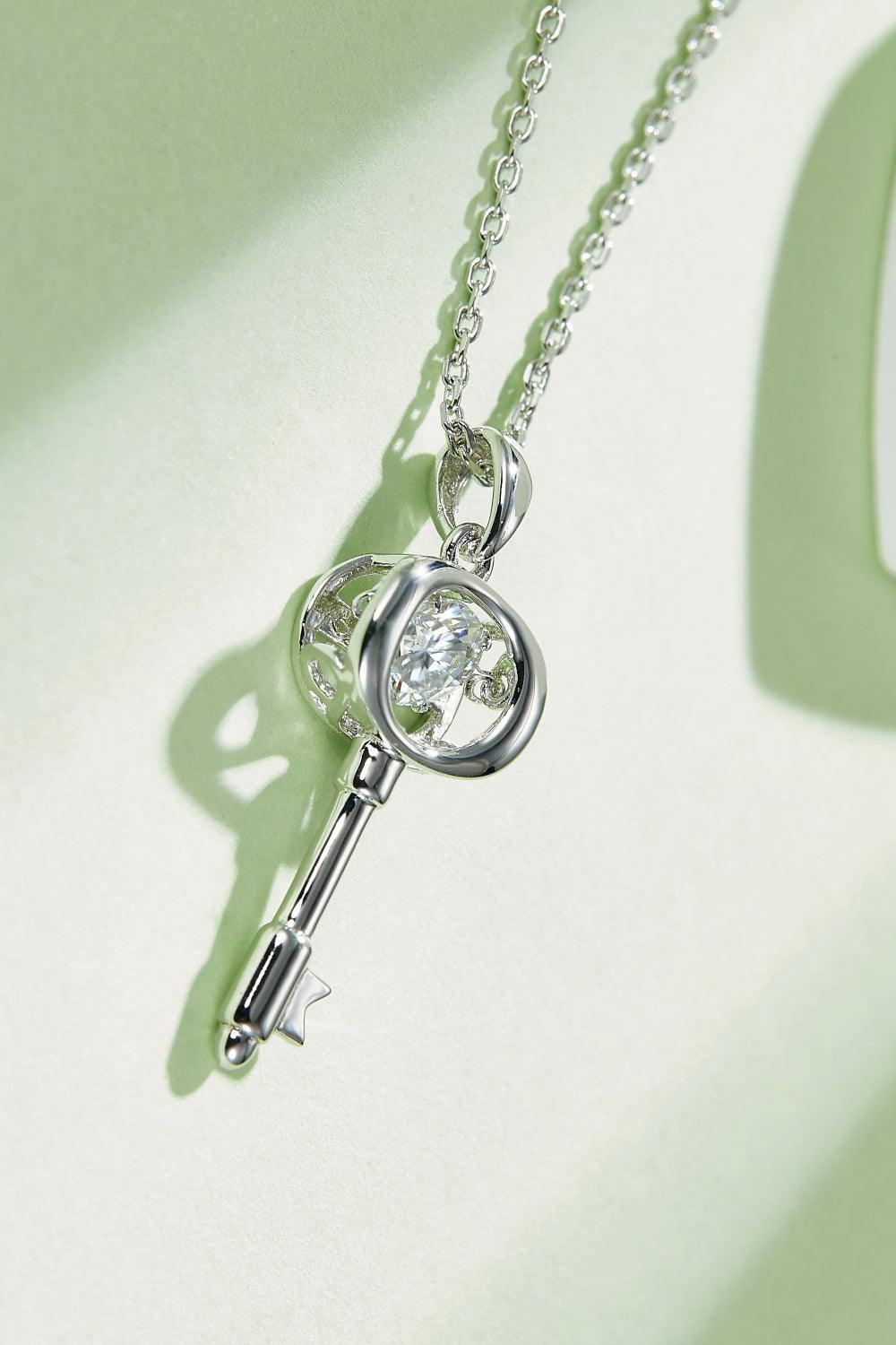 Adored Moissanite Key Pendant Necklace - Necklace