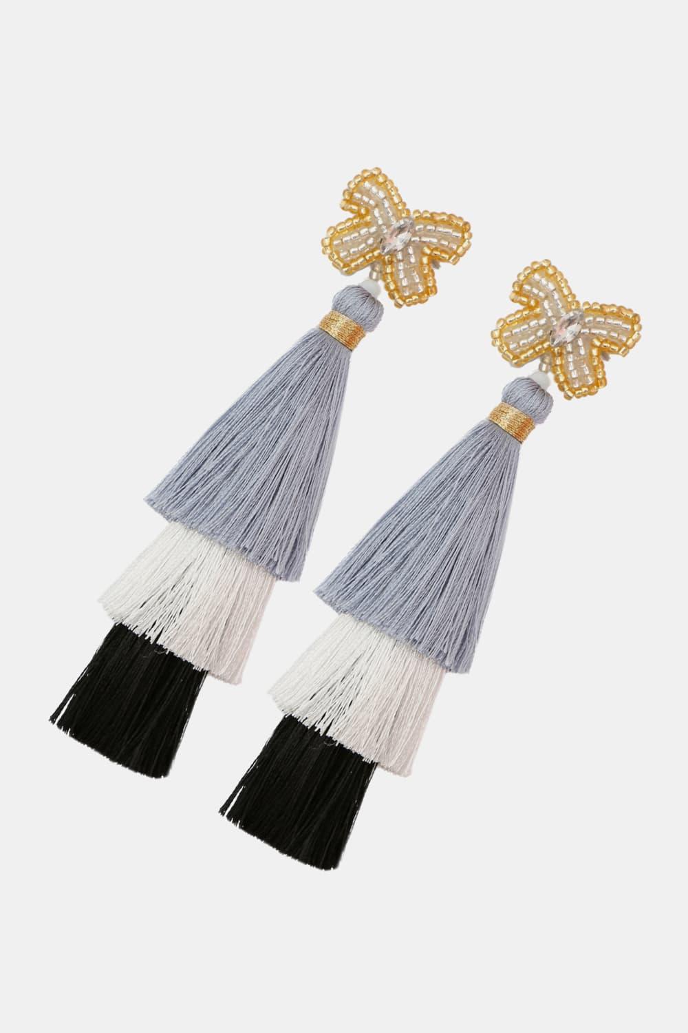 Triple-Layer Tassel Dangle Earrings - Earring