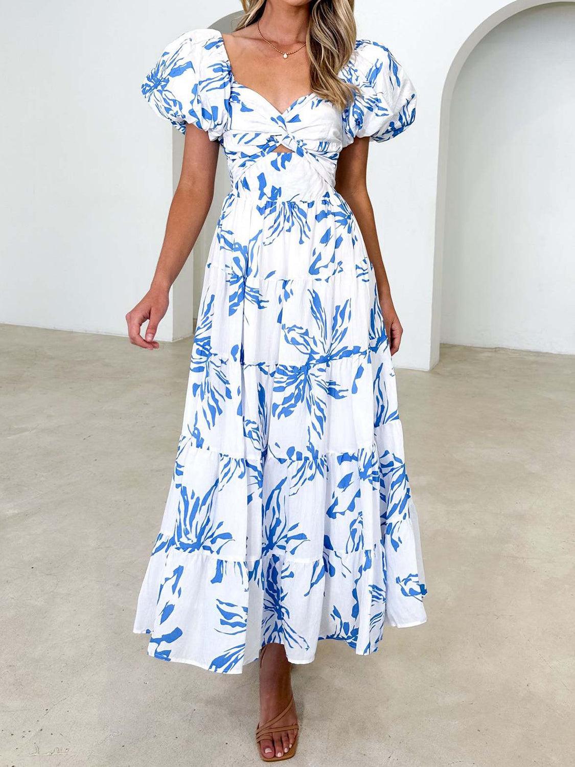 Twisted Printed Off-Shoulder Midi Dress - Dresses