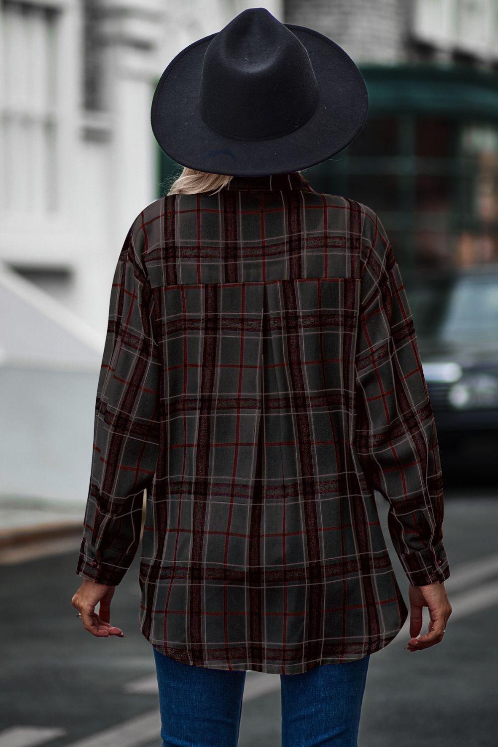 Plaid Collared Long Sleeve Shirt - Shirt