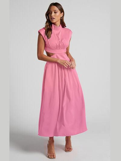 Cutout Mock Neck Sleeveless Maxi Dress - Dresses