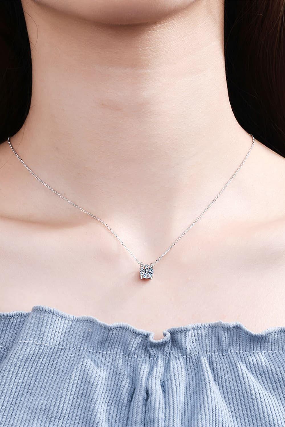 Moissanite 925 Sterling Silver Necklace - Necklace