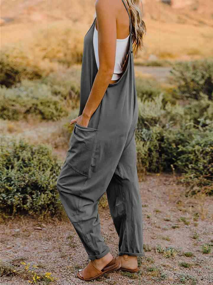 Double Take Sleeveless V-Neck Pocketed Jumpsuit - Jumpsuit