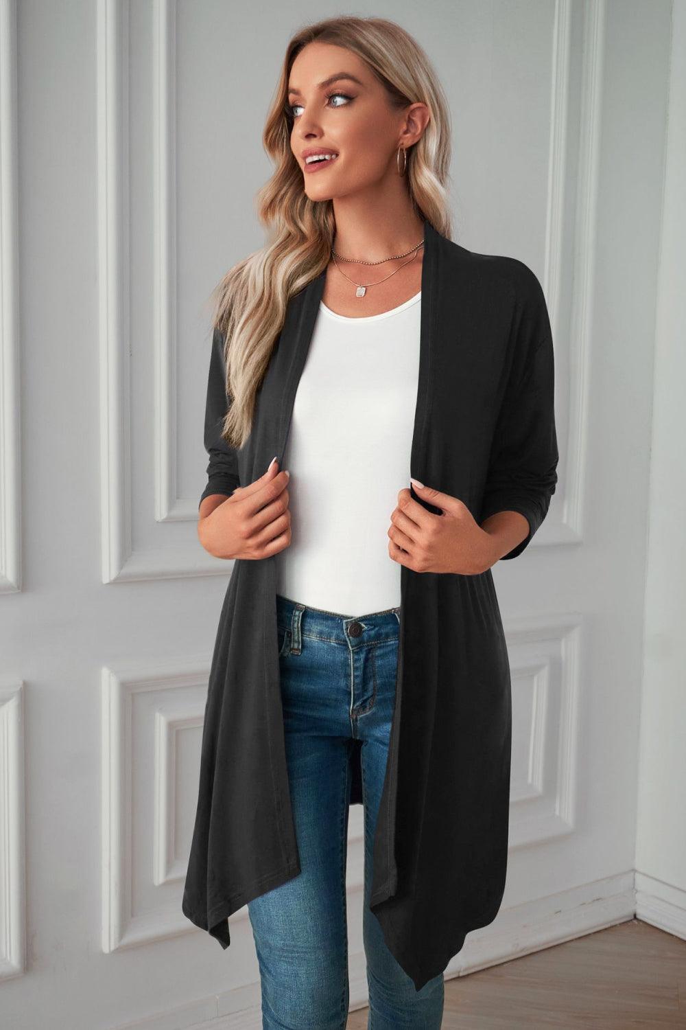 Open Front Long Sleeve Cardigan - Cardigan