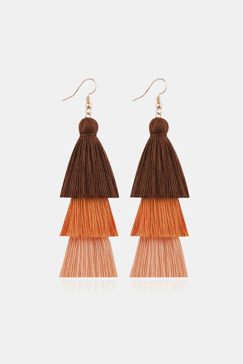 Triple-Layer Tassel Dangle Earrings - Earring