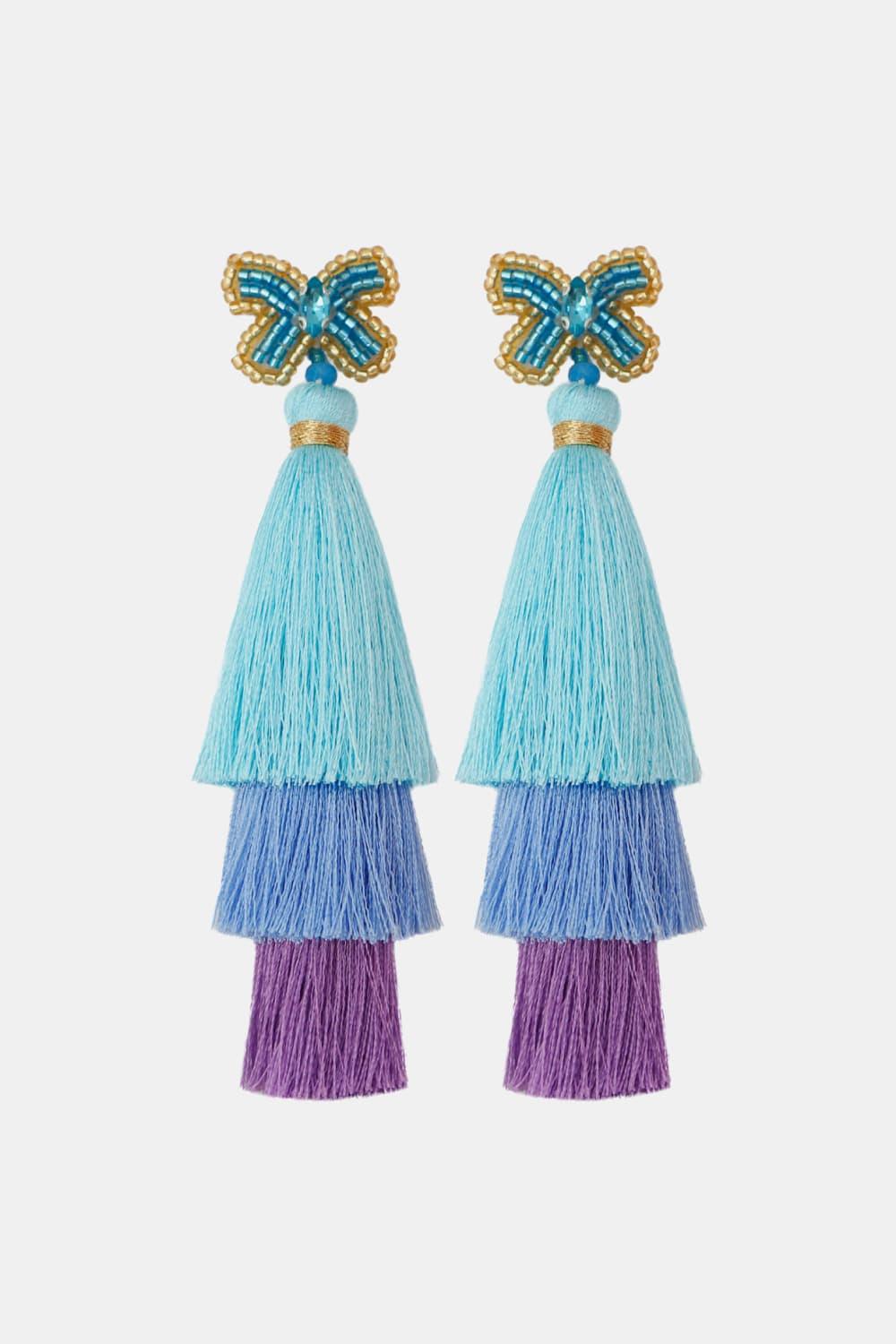 Triple-Layer Tassel Dangle Earrings - Earring