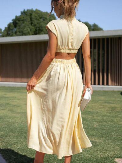 Cutout Mock Neck Sleeveless Maxi Dress - Dresses