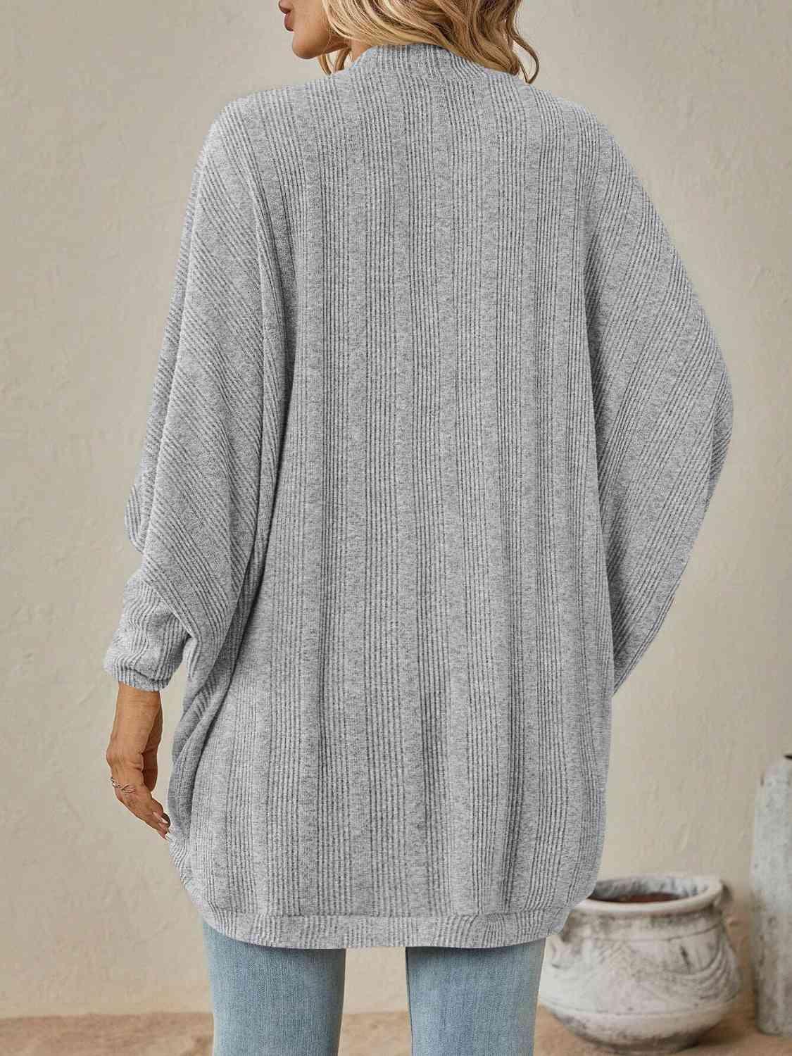 Open Front Dropped Shoulder Cardigan - Cardigan