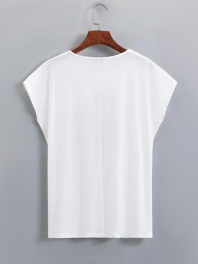 Heart Round Neck Short Sleeve T-Shirt - T-Shirt