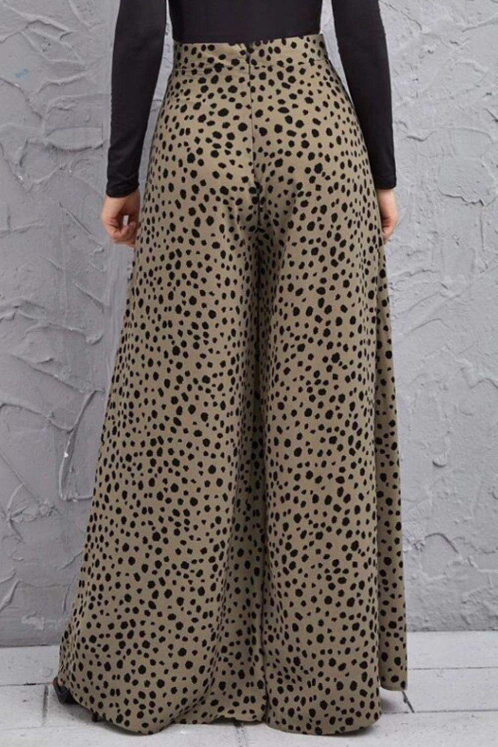 Animal Print Wide Leg High-Rise Culottes - Pant