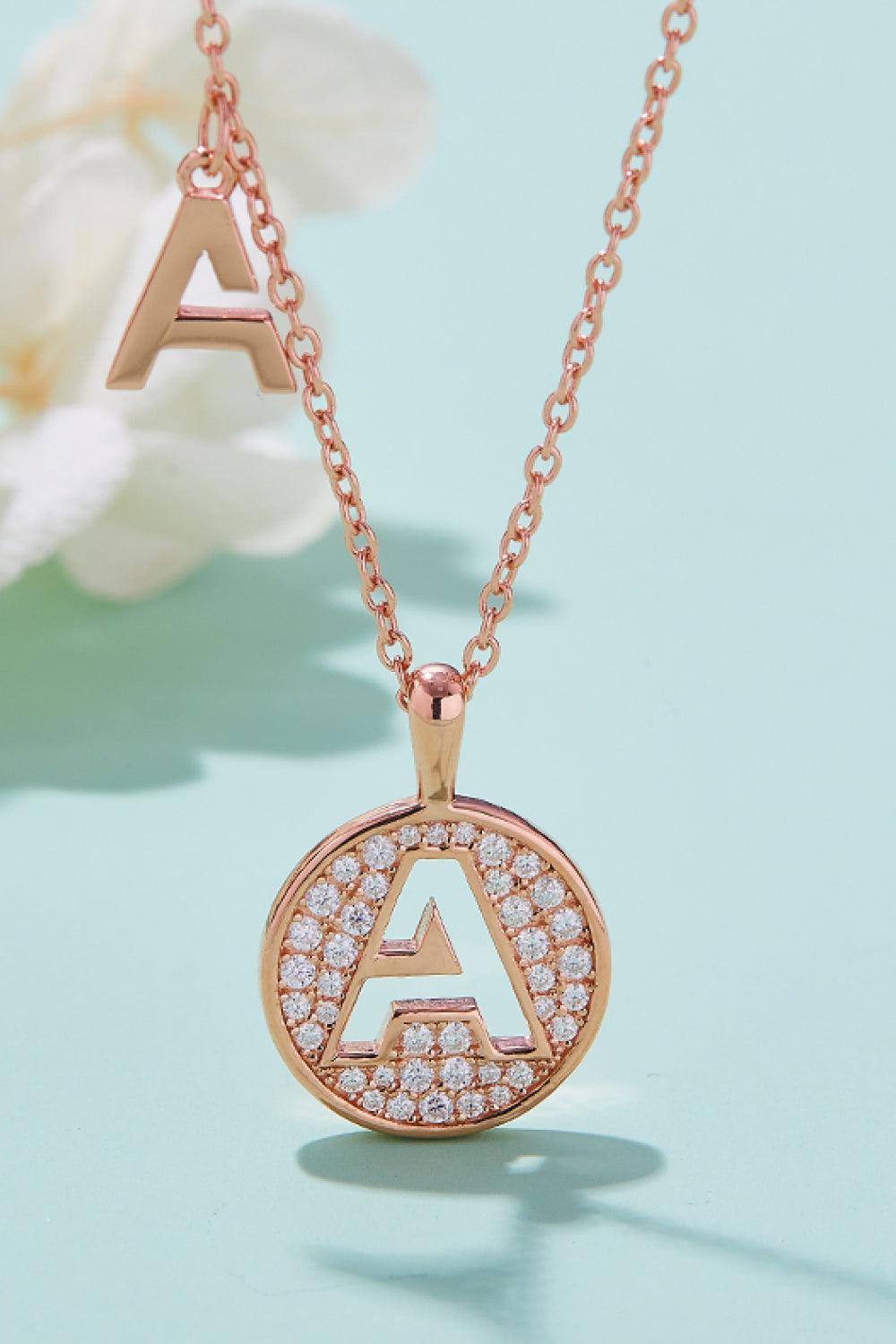 Moissanite A to J Pendant Necklace - Necklace