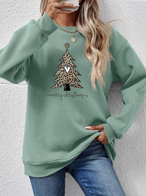 Christmas Tree Graphic Long Sleeve Sweatshirt - Sweatshirt