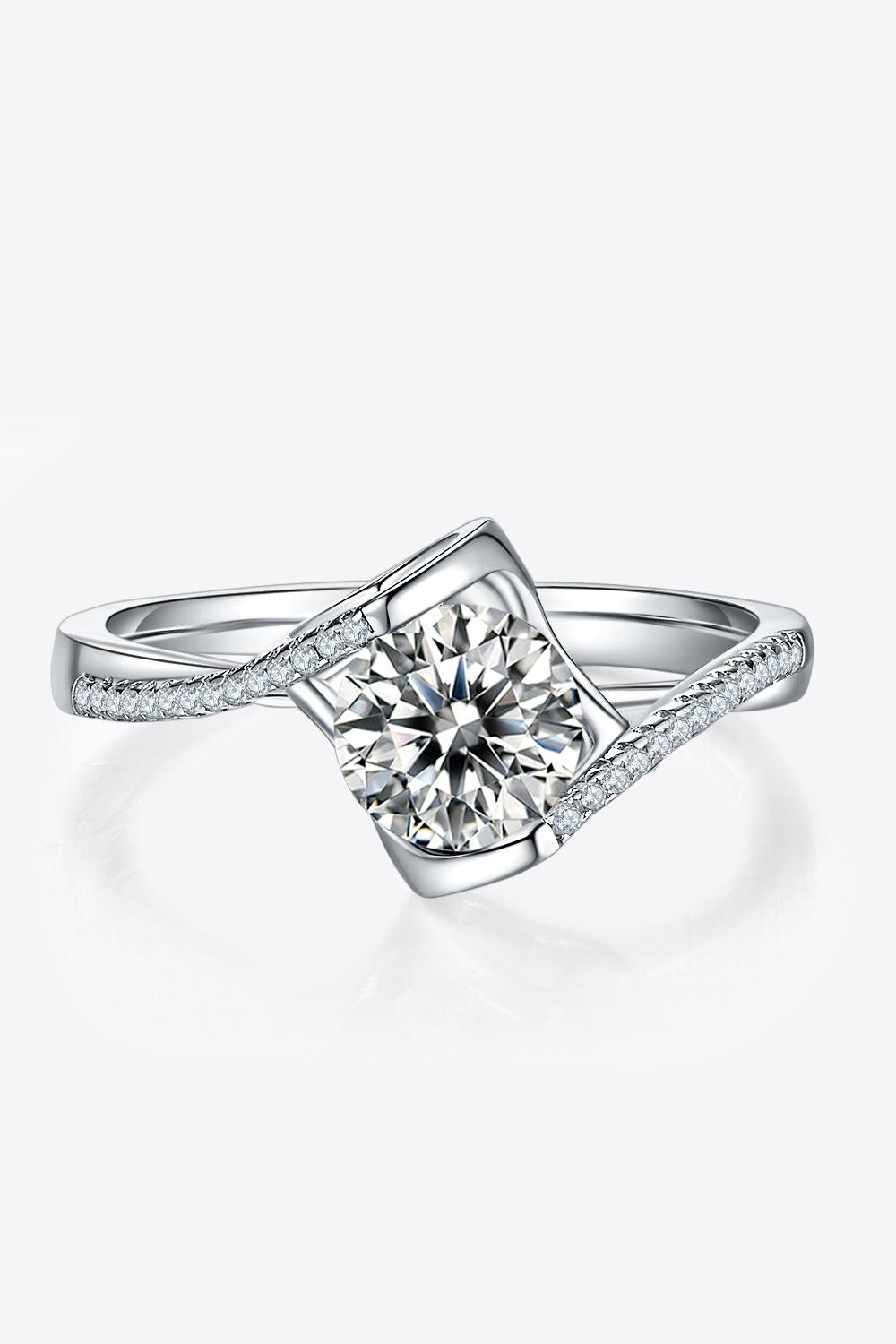 1 Carat Moissanite 925 Sterling Silver Twisted Ring - Ring