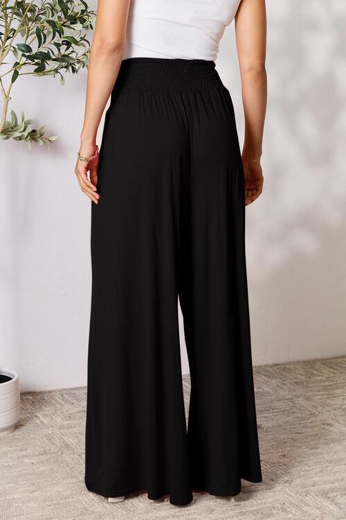 Double Take Smocked Waistband Wide Leg Pants - Pant