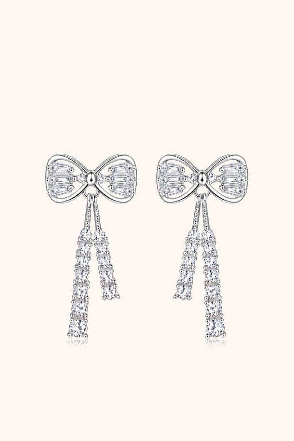 1.12 Carat Moissanite 925 Sterling Silver Bow Earrings - Earring