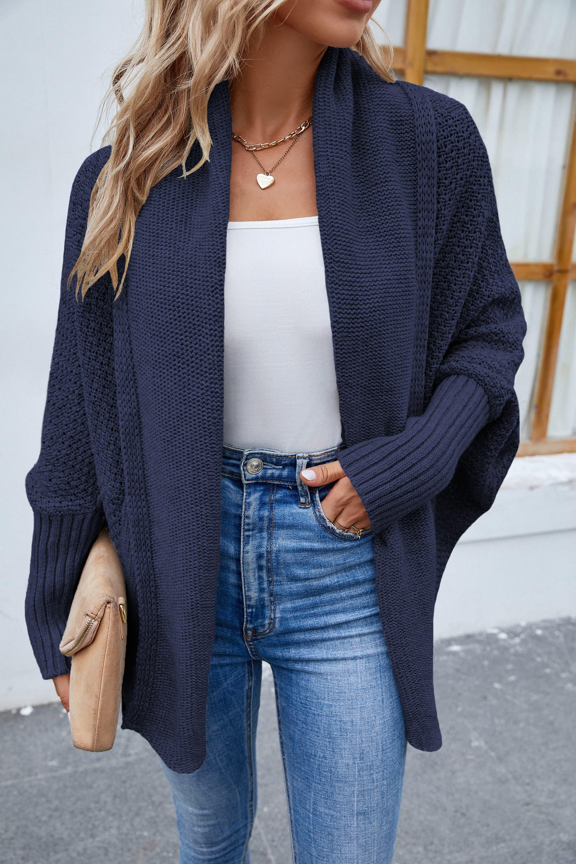 Cozy Open Front Long Sleeve Cardigan - Cardigan