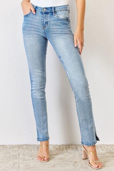 Kancan Full Size Mid Rise Y2K Slit Skinny Jeans - Jeans