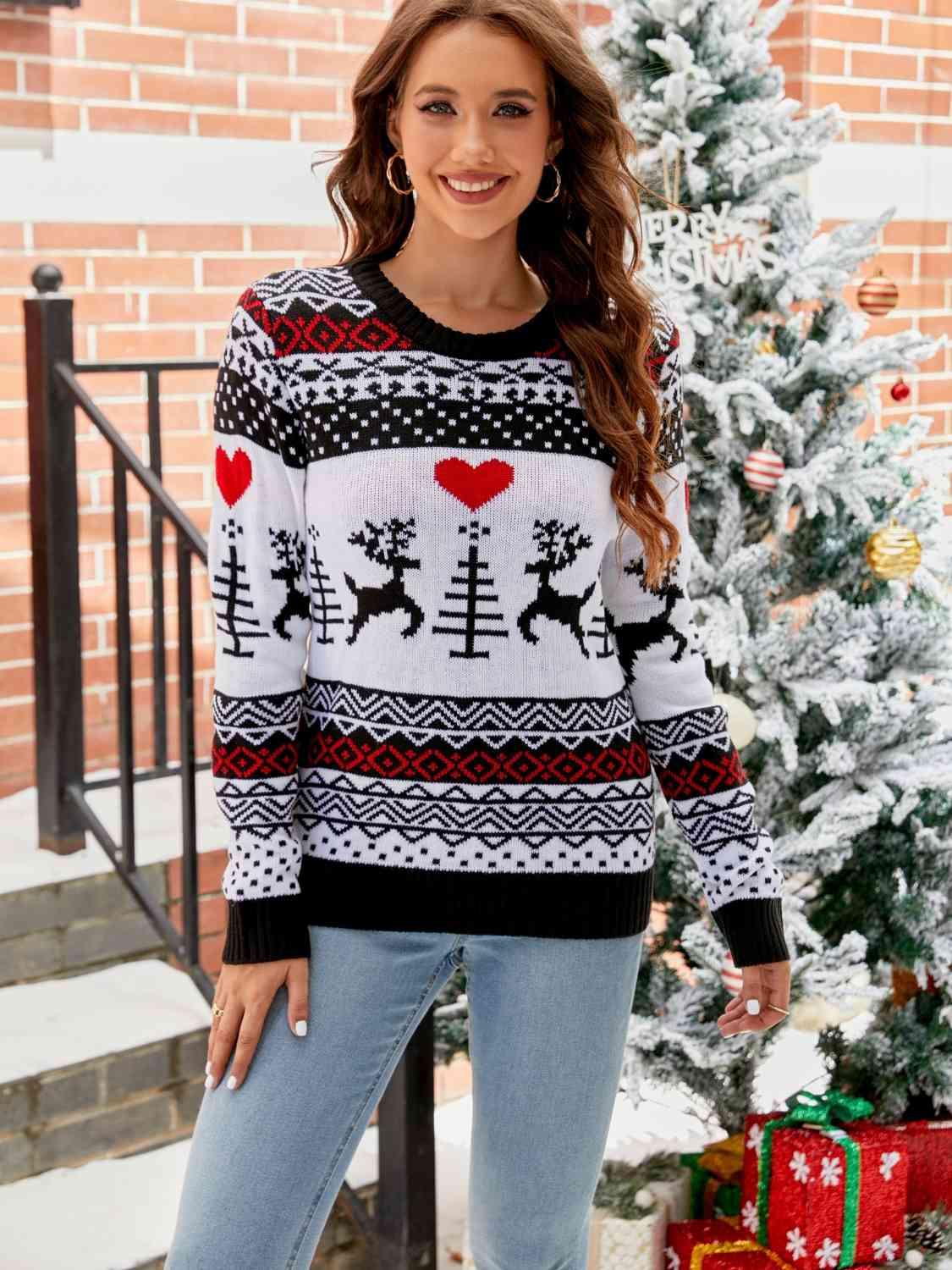 Christmas Round Neck Sweater - Sweater