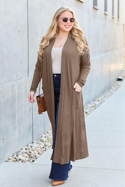 Basic Bae Full Size Open Front Long Sleeve Cover Up - Cardigan