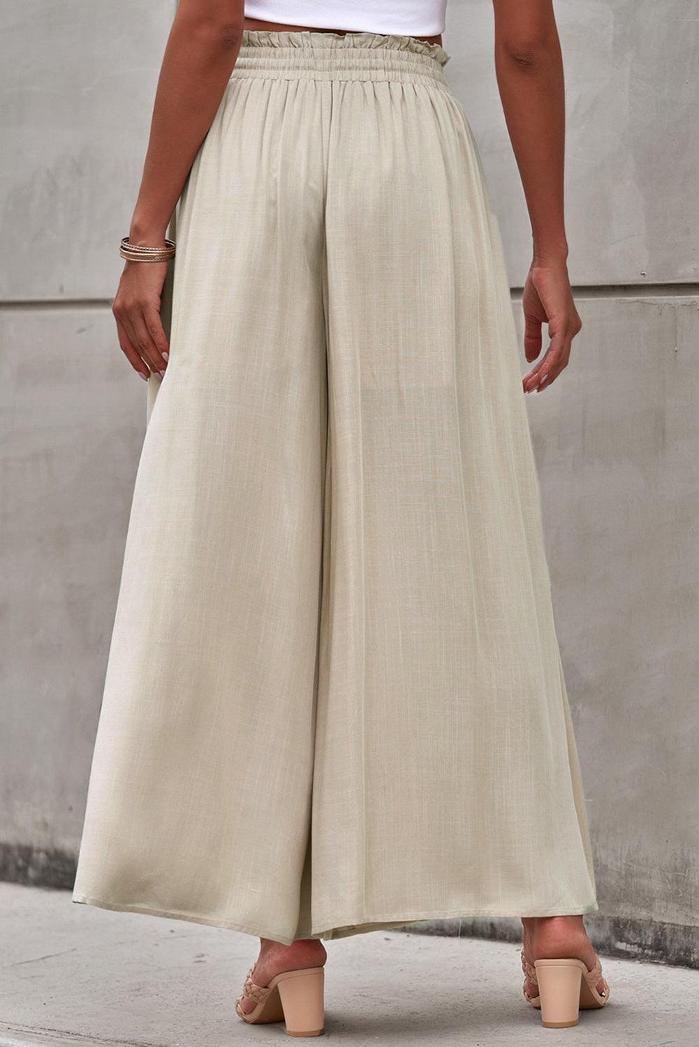 Drawstring Waist Wide Leg Pants - Pant