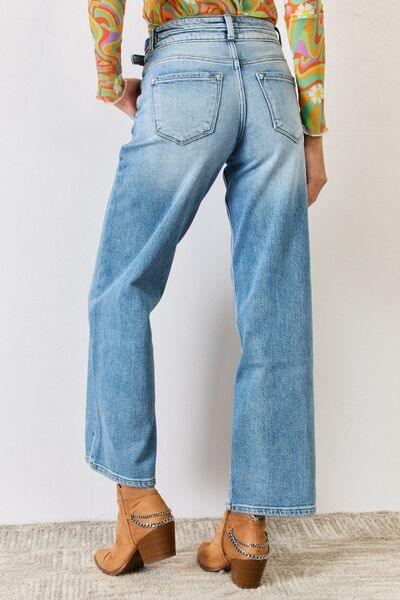 Kancan Pleated High Waist Wide Leg Jeans - Jeans