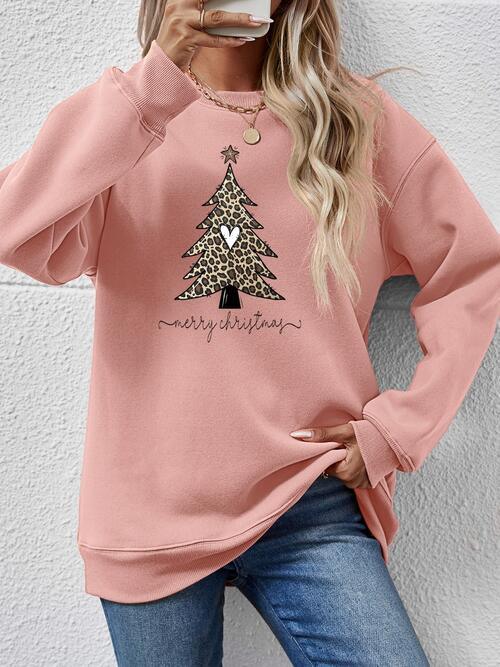 Christmas Tree Graphic Long Sleeve Sweatshirt - Sweatshirt