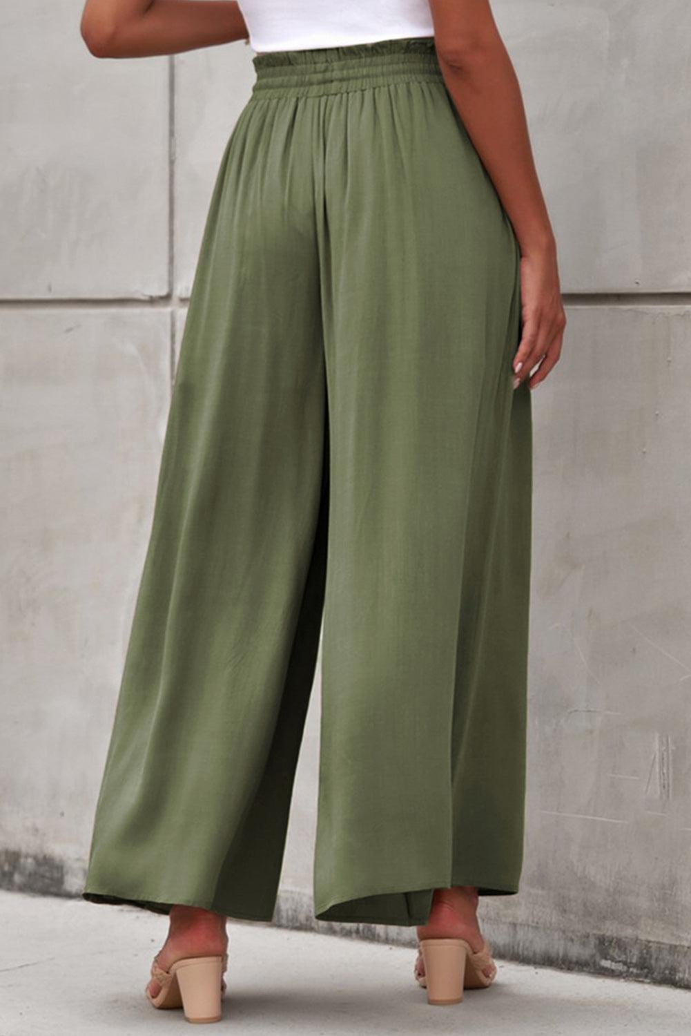 Drawstring Waist Wide Leg Pants - Pant