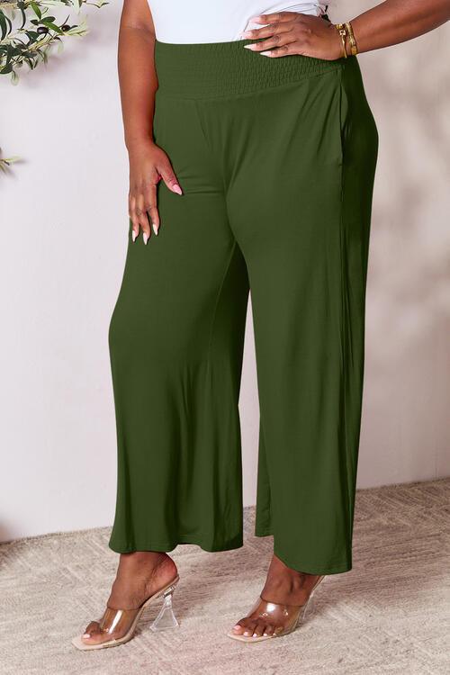 Double Take Smocked Waistband Wide Leg Pants - Pant