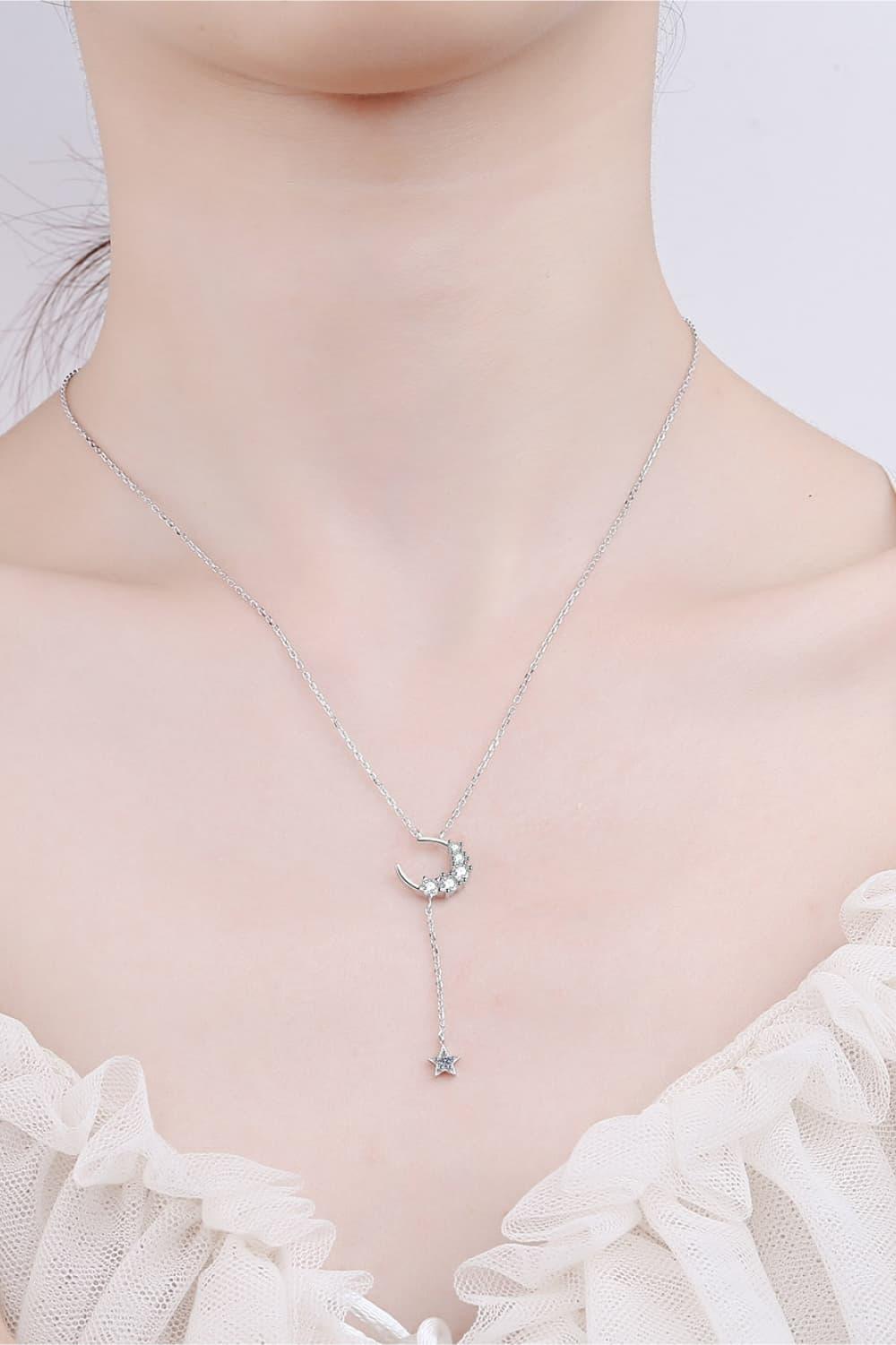 Star & Moon Moissanite Necklace - Necklace