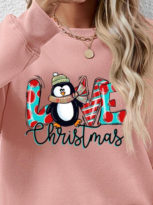 LOVE CHRISTMAS Drop Shoulder Sweatshirt - Sweatshirt