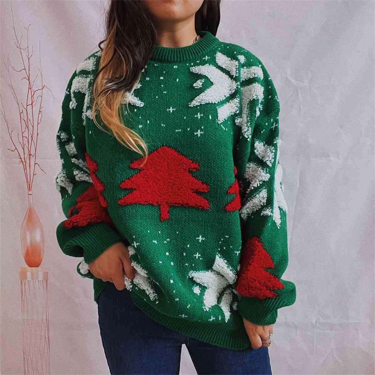 Christmas Tree Snowflake Sweater - Sweater