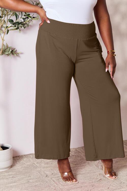 Double Take Smocked Waistband Wide Leg Pants - Pant