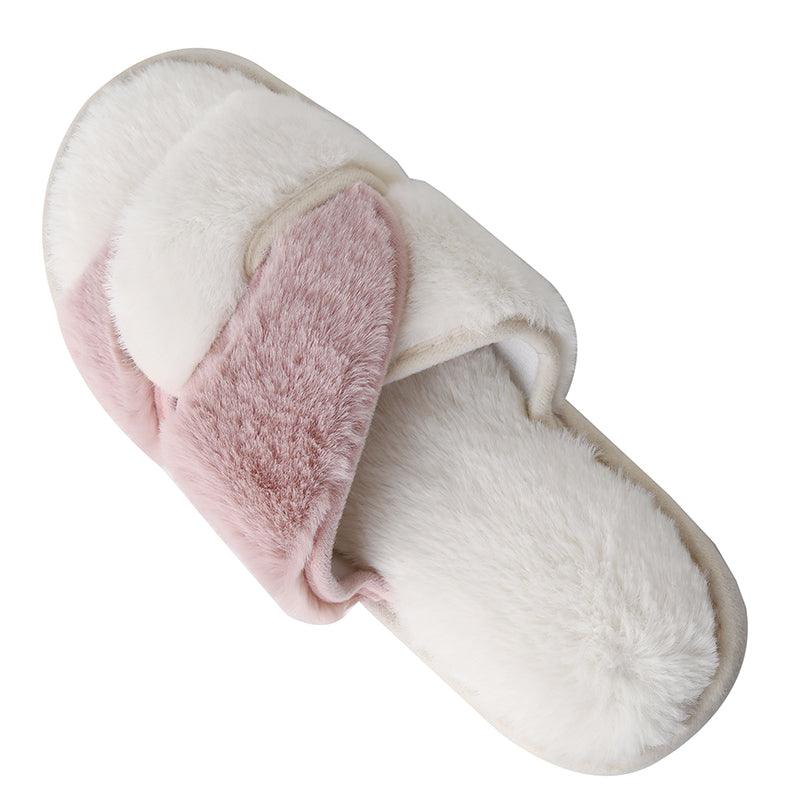 Faux Fur Twisted Strap Slippers - Slippers