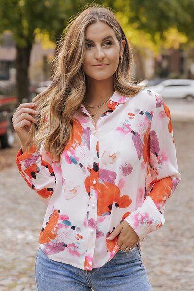 Abstract Print Button Up Collared Neck Shirt - Shirt