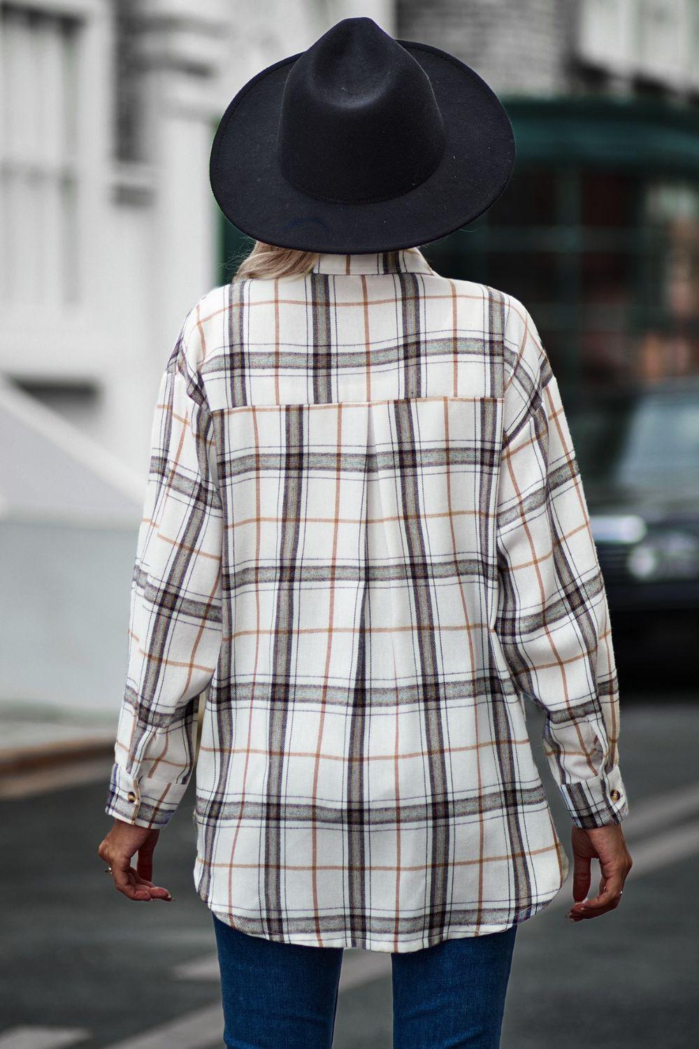 Plaid Collared Long Sleeve Shirt - Shirt