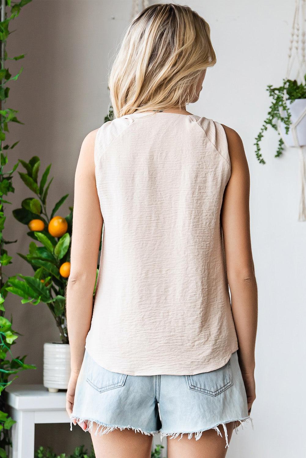 Knot Detail V-Neck Tank Top - Tank