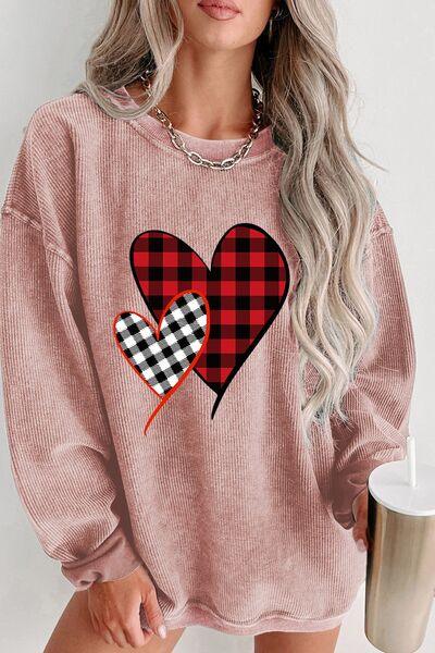 Heart Dropped Shoulder Sweatshirt - Sweatshirt