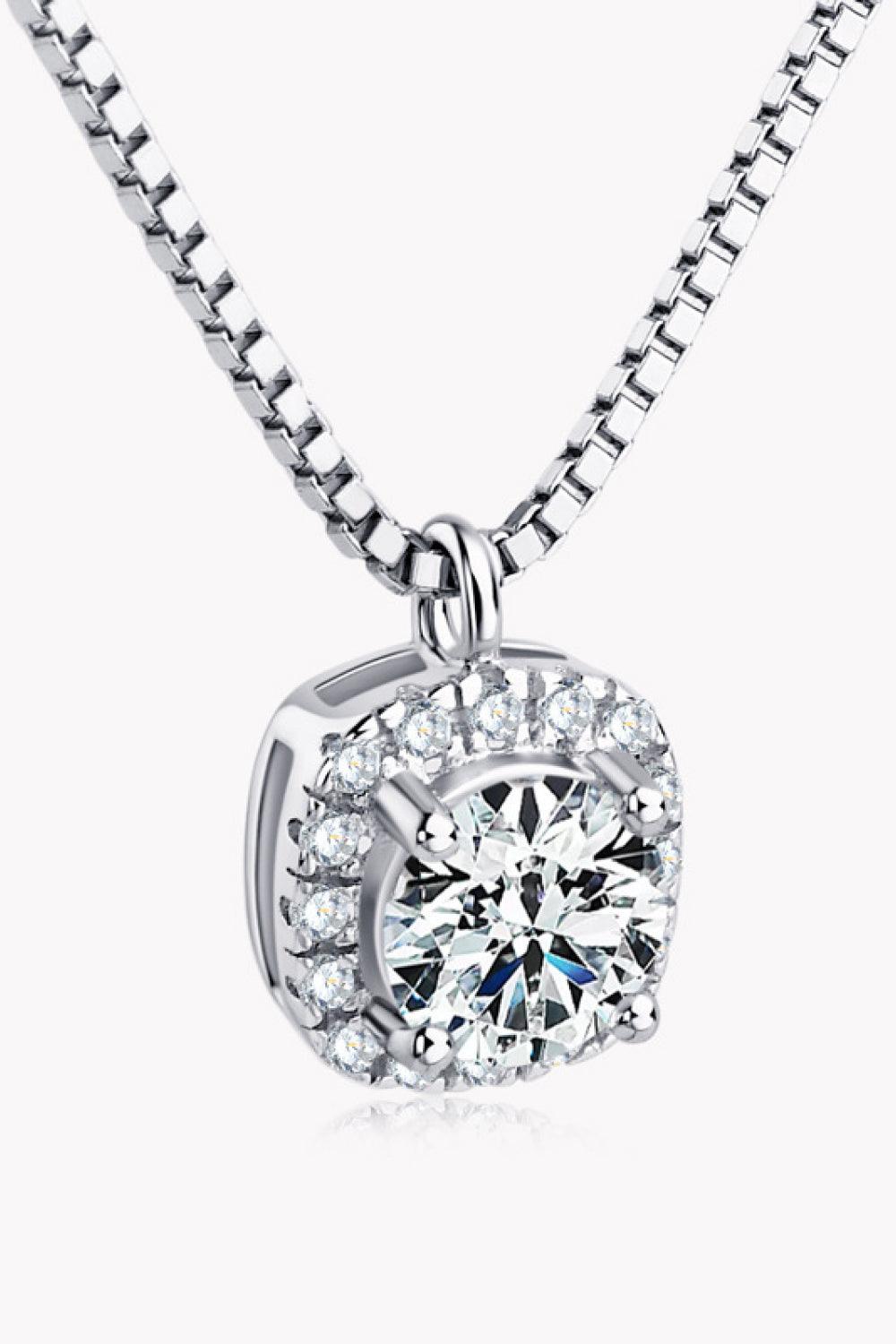 Moissanite Pendant Platinum-Plated Necklace - Necklace