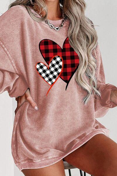 Heart Dropped Shoulder Sweatshirt - Sweatshirt