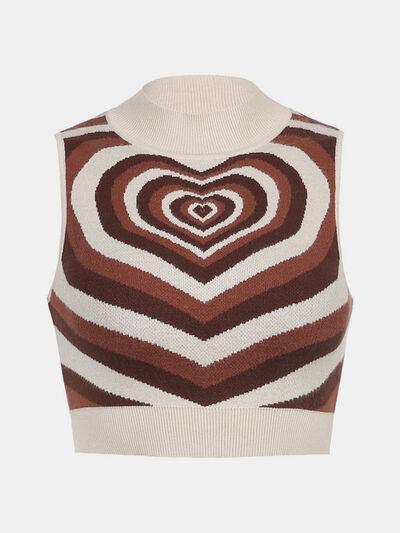 Heart Mock Neck Sweater Vest - Sweater